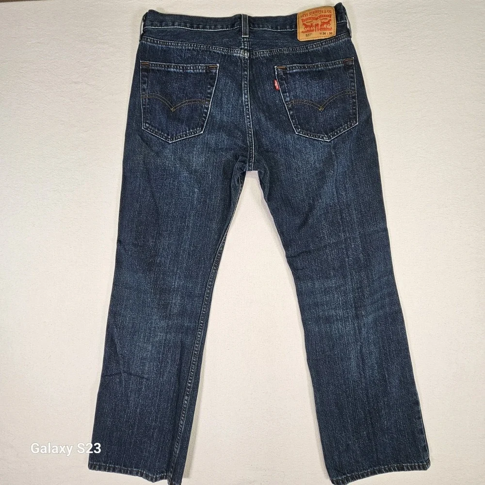 Levi's 527 Slim Bootcut Men's Jeans 34x30 Dark Blue Wash 100% Cotton Denim Pants